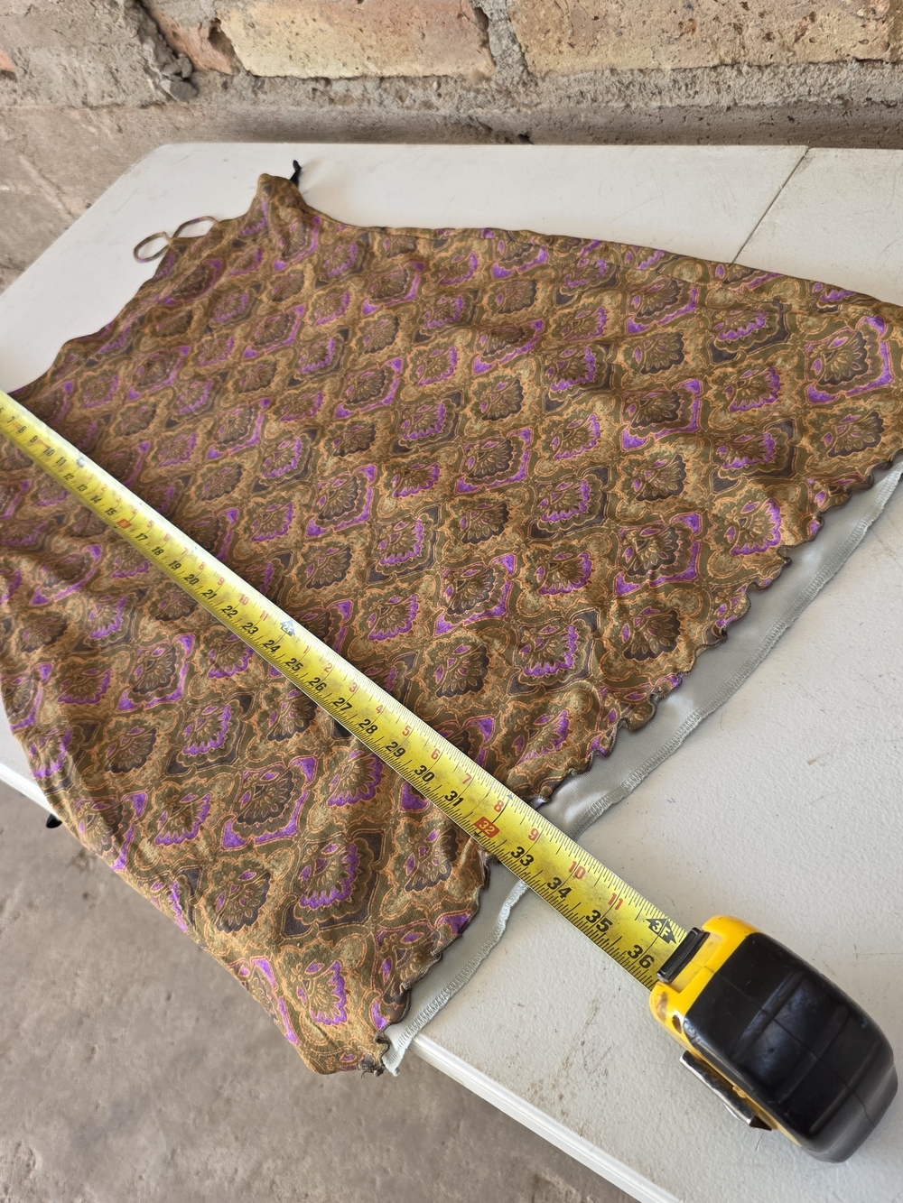 VTG 90s Q&A Collection Mesh Paisley Cami Dress Lettuce Trim Brown Purple XXL - Picture 6 of 8